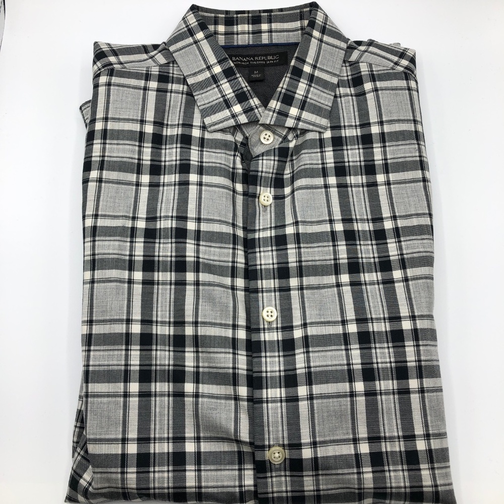 BANANA REPUBLIC Non-Iron Plaid Tailored Slim Fit